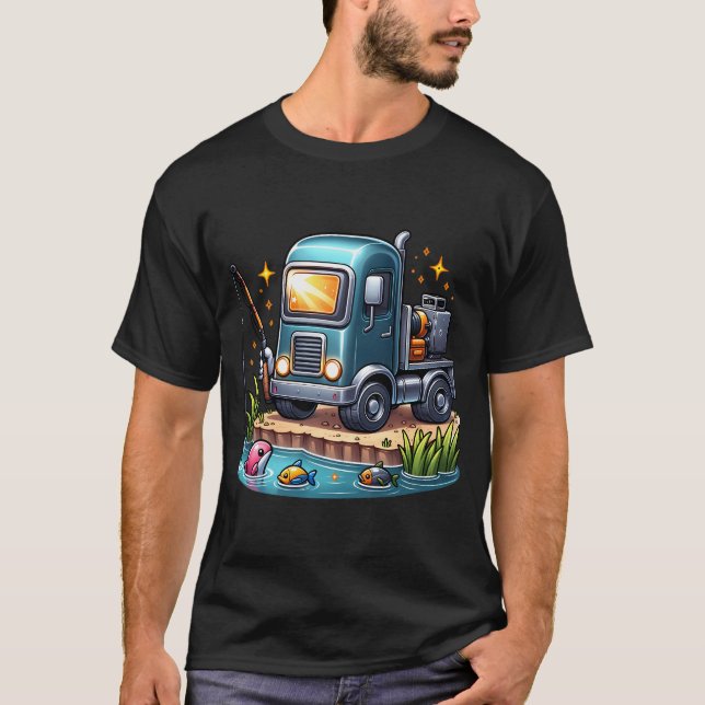Camiseta Caminhão de solda pescando em um presente do dia d (Frente)