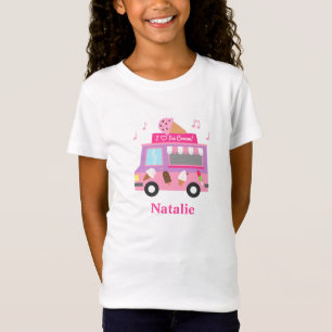 Camiseta Caminhão de Sorvete Rosa Roxo Doce Para Meninas