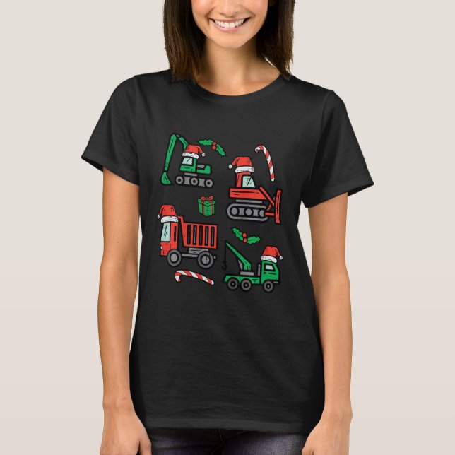 Camiseta Caminhão de Veículos de Construção de Natal para C (Frente)