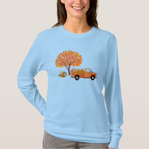 Camiseta Caminhão de Vintage preenchido com folhas de queda