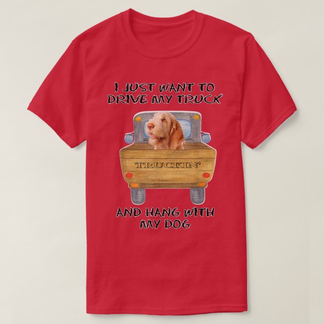 Camiseta Caminhão Dirigindo Cão Spinoni Italiani (Frente do Design)