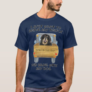 Camiseta Caminhão Dirigindo Cão Tibetano Mastiff