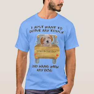 Camiseta Caminhão Dirigindo Cão Tibetano Terrier