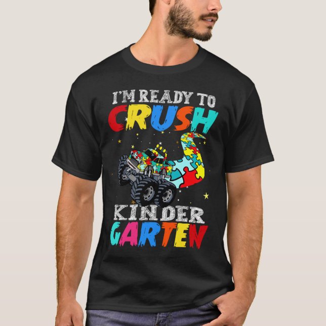 Camiseta Caminhão engraçado autismo quebra-cabeça esmagar b (Frente)