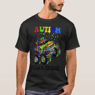 Camiseta Caminhão Enorme Puzzle Cores Conscientização do Au