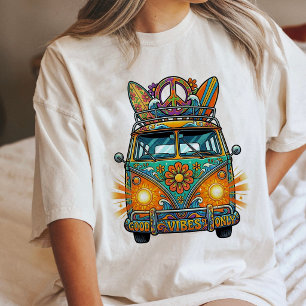 Camiseta Caminhão Hippie Vibrações Positivas Arte de Viagem