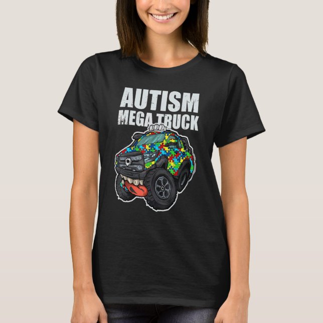Camiseta Caminhão Mega Autismo Gráfico Fofo (Frente)