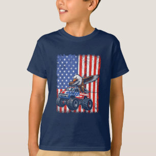 Camiseta Caminhão Monstro Águia Careca Bandeira dos EUA 4 d