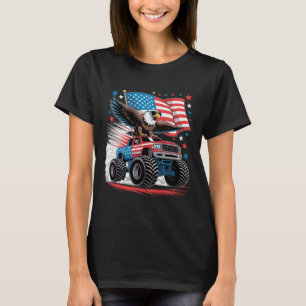 Camiseta Caminhão Monstro Águia Careca Patriótica Vermelho
