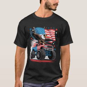 Camiseta Caminhão Monstro Águia Careca Patriótica Vermelho 