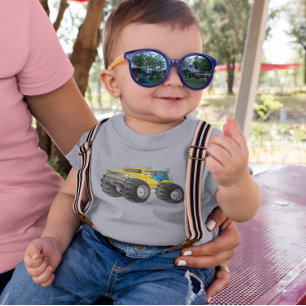 Camiseta Caminhão Monstro Amarelo Azul