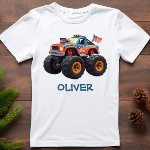 Camiseta Caminhão Monstro Colorido com Bandeira Americana