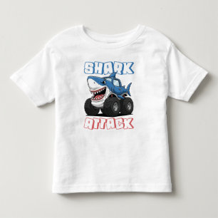 Camiseta Caminhão Monstro de Ataque de Tubarão Crianças
