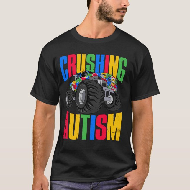 Camiseta Caminhão Monstro de Conscientização do Autismo Esm (Frente)
