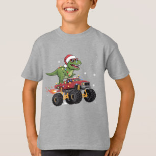 Camiseta Caminhão Monstro de Natal do Dinossauro T-Rex