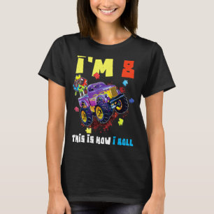 Camiseta Caminhão Monstro de Terra Idade 8 Anos Meninos Puz