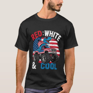 Camiseta Caminhão Monstro Dinossauro Bandeira 4 de Julho Me