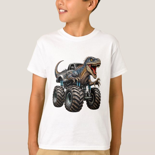 Camiseta Caminhão Monstro Dinossauro Velociraptor (Frente)