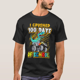 Camiseta Caminhão Monstro Do Dinossauro Eu Esmagei 100 Dias