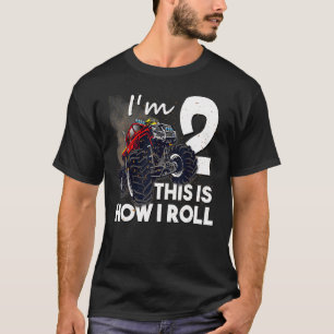 Camiseta Caminhão monstro do segundo aniversário com 2 anos