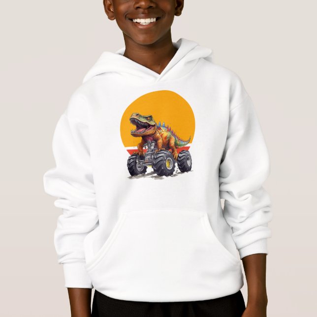 Camiseta Caminhão Monstro e Dinossauro T-Rex (Frente)