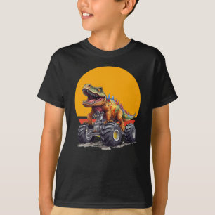 Camiseta Caminhão Monstro e Dinossauro T-Rex