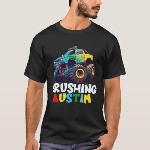 Camiseta Caminhão Monstro Esmagando Conscientização sobre A