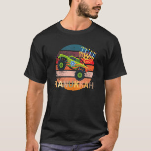 Camiseta Caminhão Monstro Hanukkah Dreidel Menorah Retro Vi