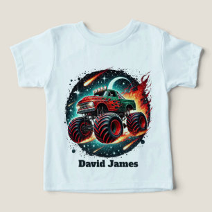 Camiseta Caminhão monstro meninos legal personalizável