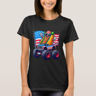 Camiseta Caminhão Monstro Óculos De Sol Hotdog 4 De Julho A