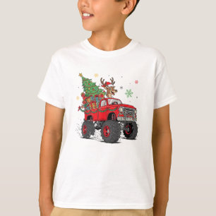 Camiseta Caminhão Monstro para Meninos Rena de Natal