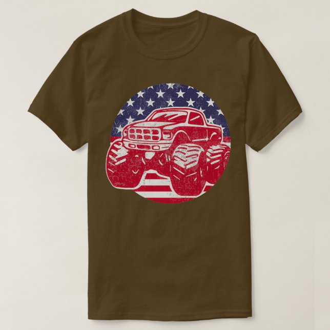 Camiseta Caminhão Monstro Patriótico (Frente do Design)
