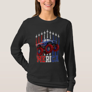 Camiseta Caminhão Monstro Patriótico Bandeira Americana Jul