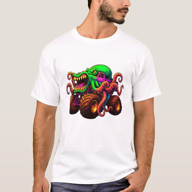 Camiseta Caminhão Monstro Polvo  (Frente)
