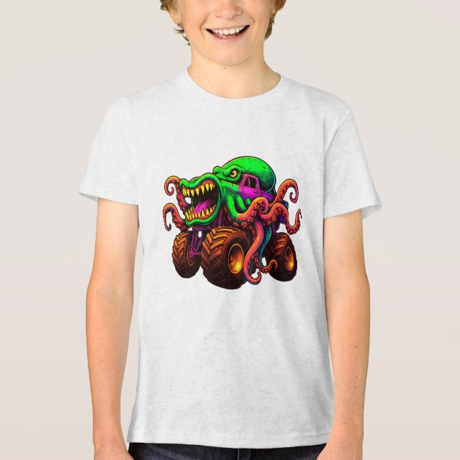 Camiseta Caminhão Monstro Polvo  (Frente)