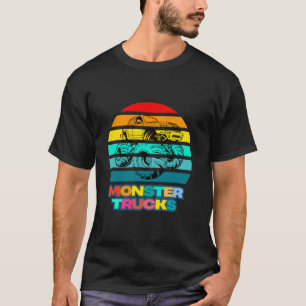 Camiseta Caminhão Monstro Retro Crianças Jovens Adultos