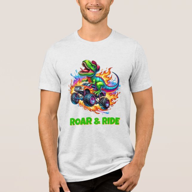Camiseta Caminhão Monstro T.Rex | Design de Desenho Animado (Frente)