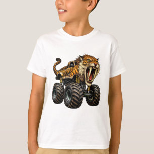 Camiseta Caminhão Monstro Todo-o-Terreno Tigre Dente de Sab