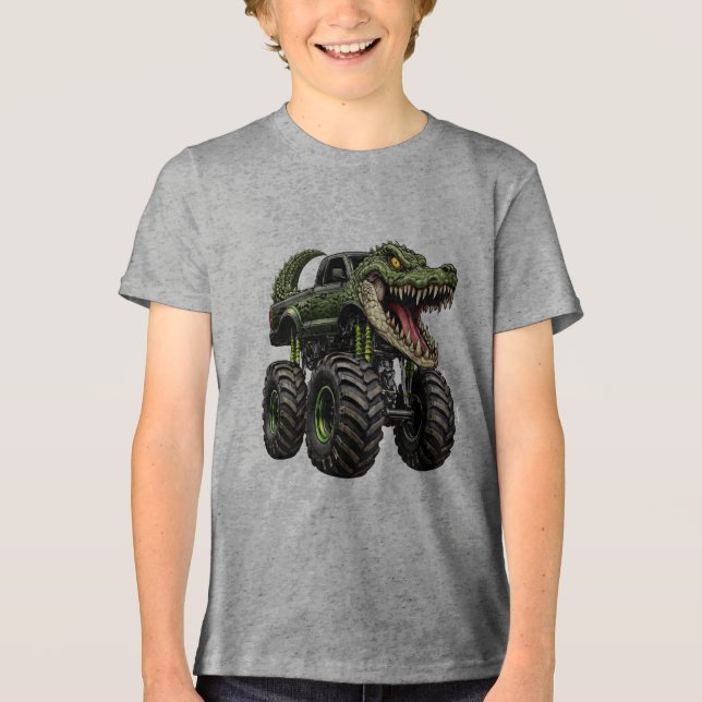 Camiseta Caminhão Monstro Todo Terreno Crocodilo (Frente)