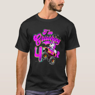 Camiseta Caminhão Monstro Unicórnio Infantil Estou Esmagand