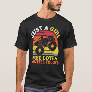 Camiseta Caminhão Monstro Vintage Só Uma Garota Que Ama Mon