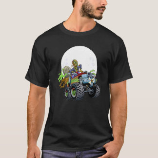 Camiseta Caminhão Monstro Zumbi Assustador Halloween Crianç
