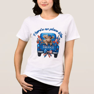Camiseta Caminhão Retrô Bezerro Fofo Patriótico EUA