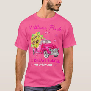 Camiseta Caminhão Rosa De Girassol Eu Visto Rosa Para Cance