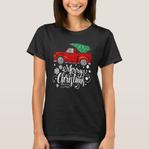 Camiseta Caminhão Vermelho Antigo Com Família De Árvore De