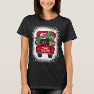 Camiseta Caminhão Vermelho Bonito Dachshund Feliz Natal San