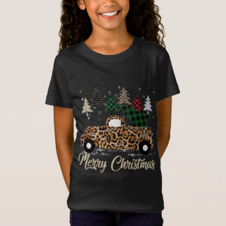Camiseta Caminhão Vermelho coberto por leopardo com Xadrez 