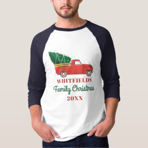 Camiseta Caminhão Vermelho da Reunião Familiar de Natal