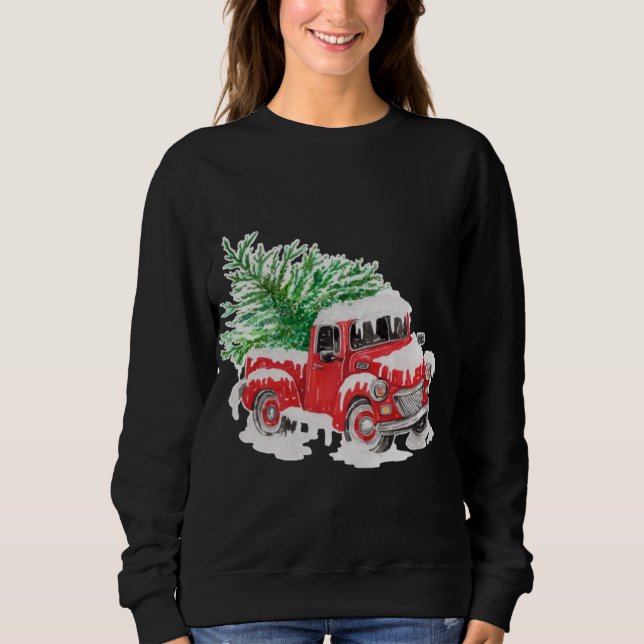 Camiseta Caminhão vermelho de fazenda com árvore de natal (Frente)