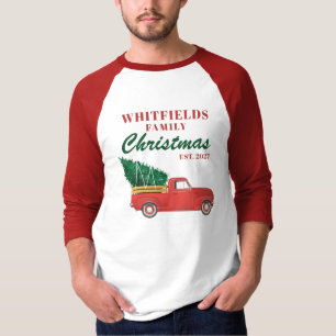 Camiseta Caminhão Vermelho do Feriado de Natal para Família
